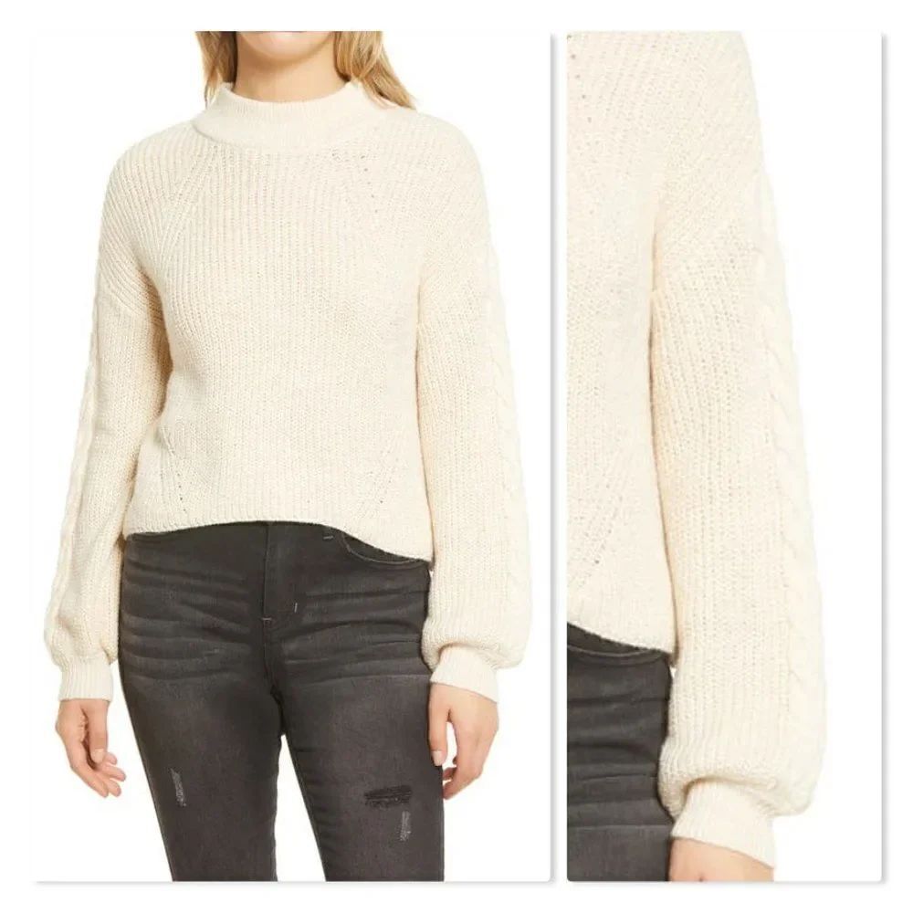 BP Cable Knit Balloon Sleeve Sweater - NEW